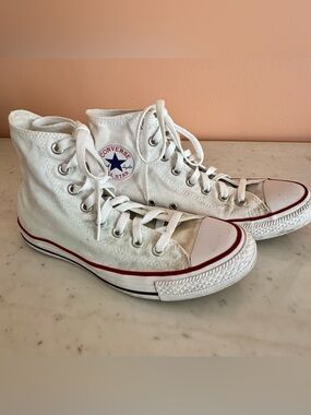 Converse Classic White High Top Sneakers, Men’s Size 7, Women’s Size 9. UNISEX